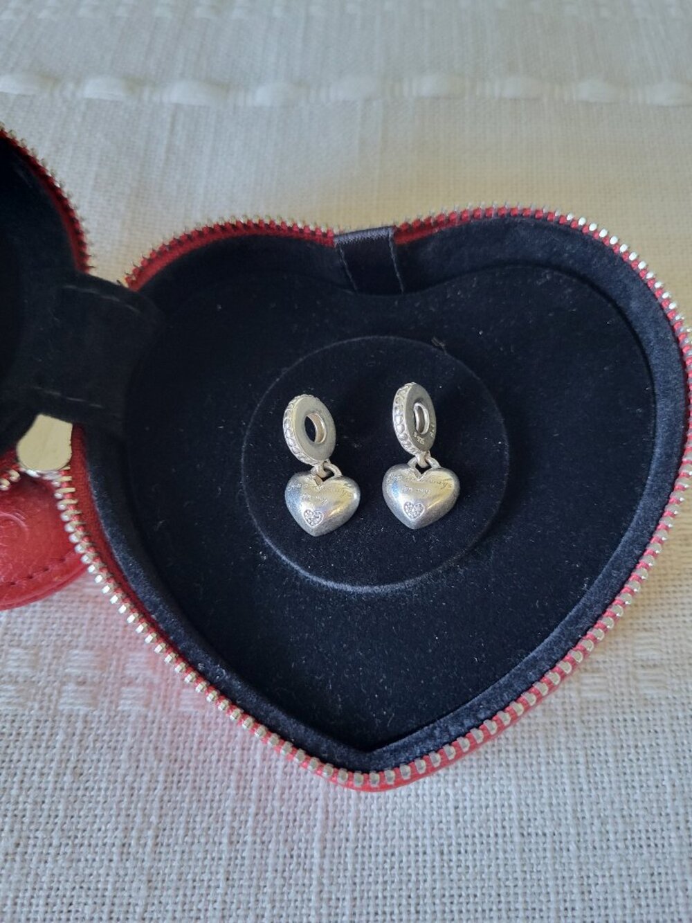 Retired Pandora Mother Daughter Hearts Charms S925 ALE Sterling Silver + Box